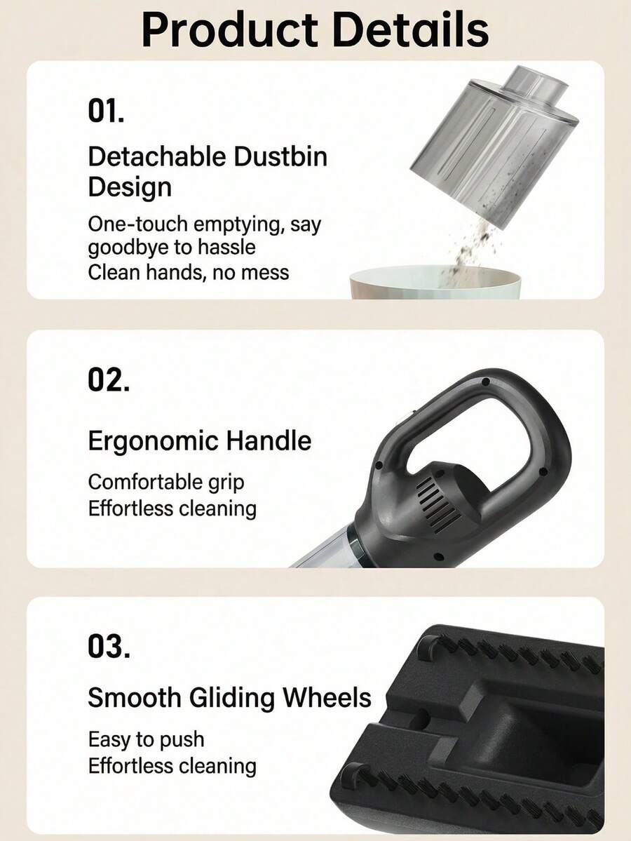 FIYIBAN Powerful Cordless Handheld Vacuum Cleaner Set - Lightweight And Portable Design, Strong Suction Power, Suitable 