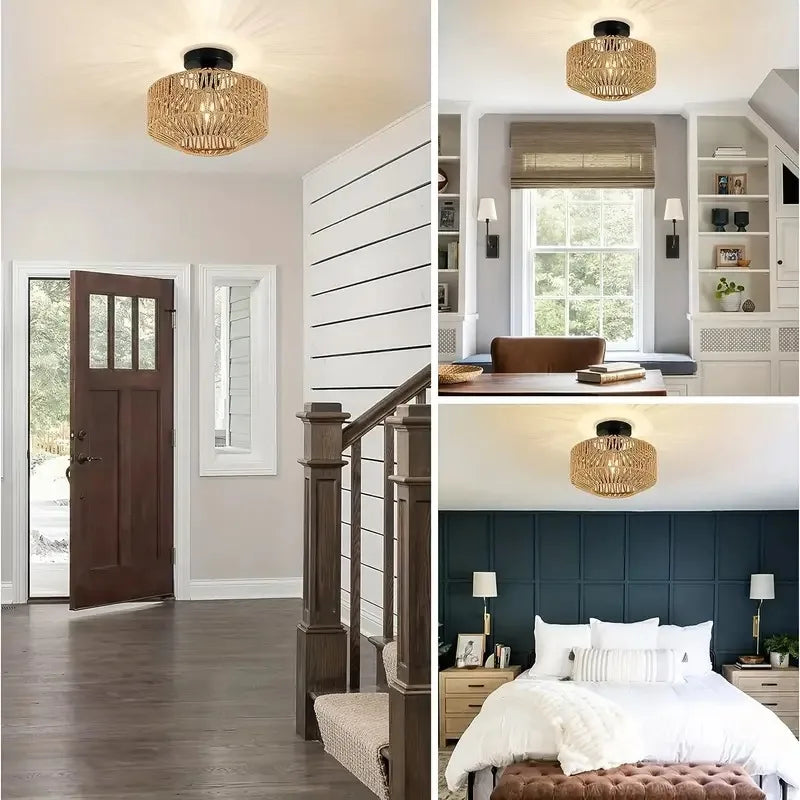 Ceiling Lights Rattan Chandelier Light Fixture Hand Woven — product photo 3 of 6