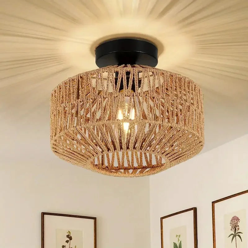 Ceiling Lights Rattan Chandelier Light Fixture Hand Woven — main product photo