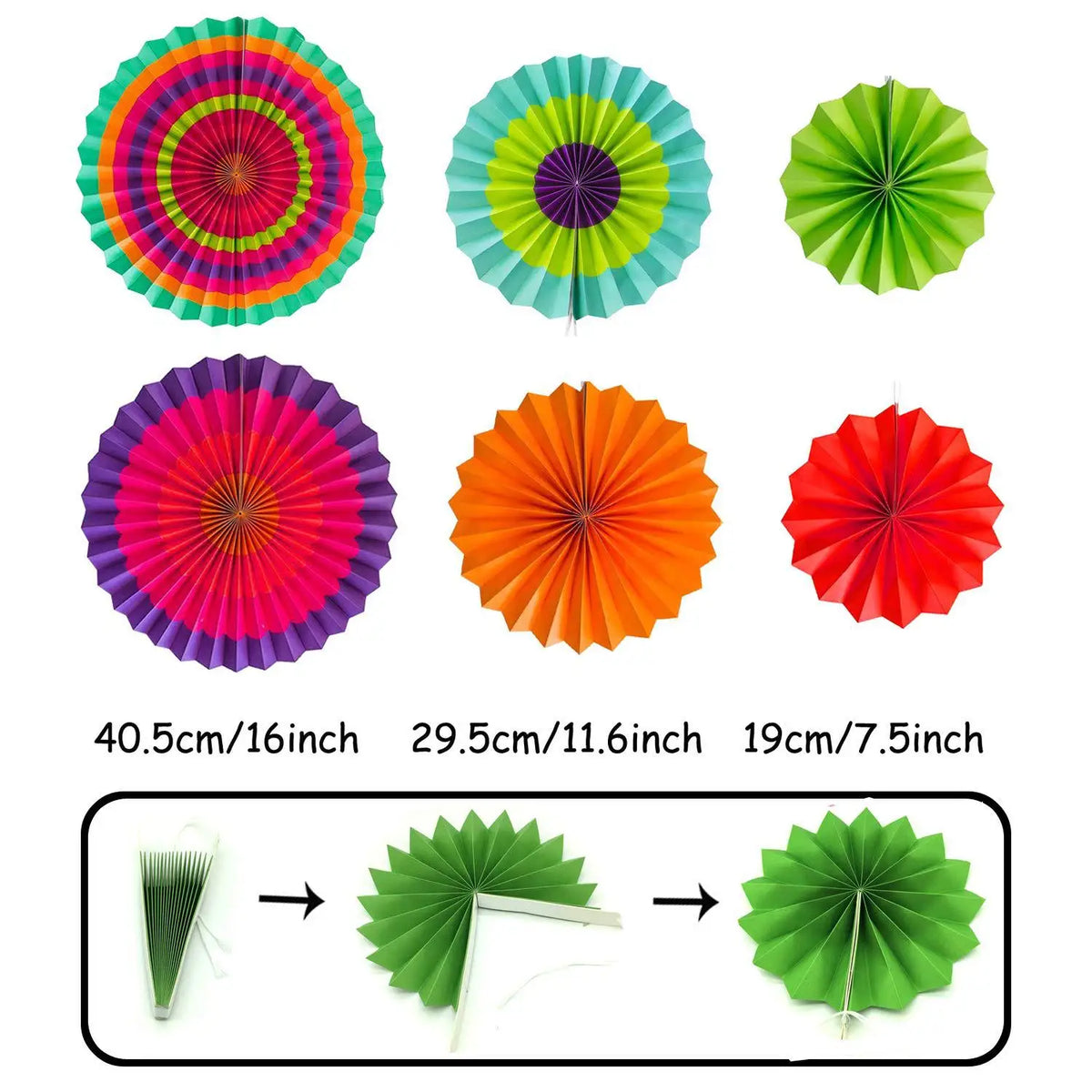 21 pcs Paper Fans Bunting Flags Pom Poms — product photo 6 of 6