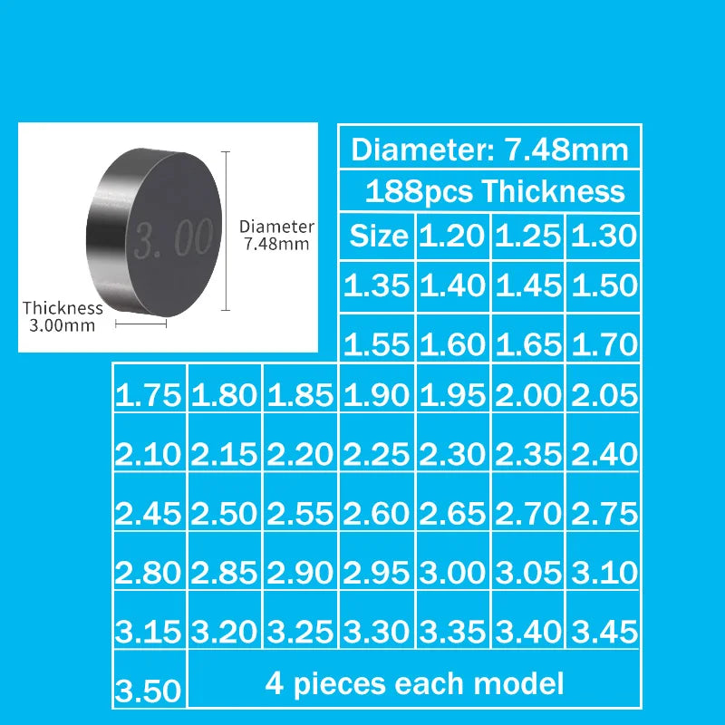 188pcs Motorbike Motor Engine Adjustable Valve Shim Refill — product photo 4 of 6