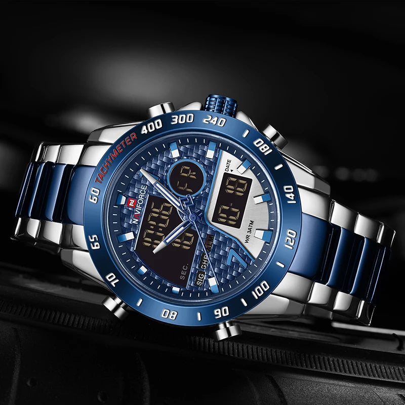 NAVIFORCE Digital Watches for Men Luxury Stainless Steel — product photo 3 of 6