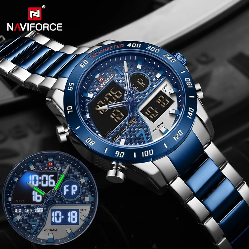 NAVIFORCE Digital Watches for Men Luxury Stainless Steel — product photo 2 of 6