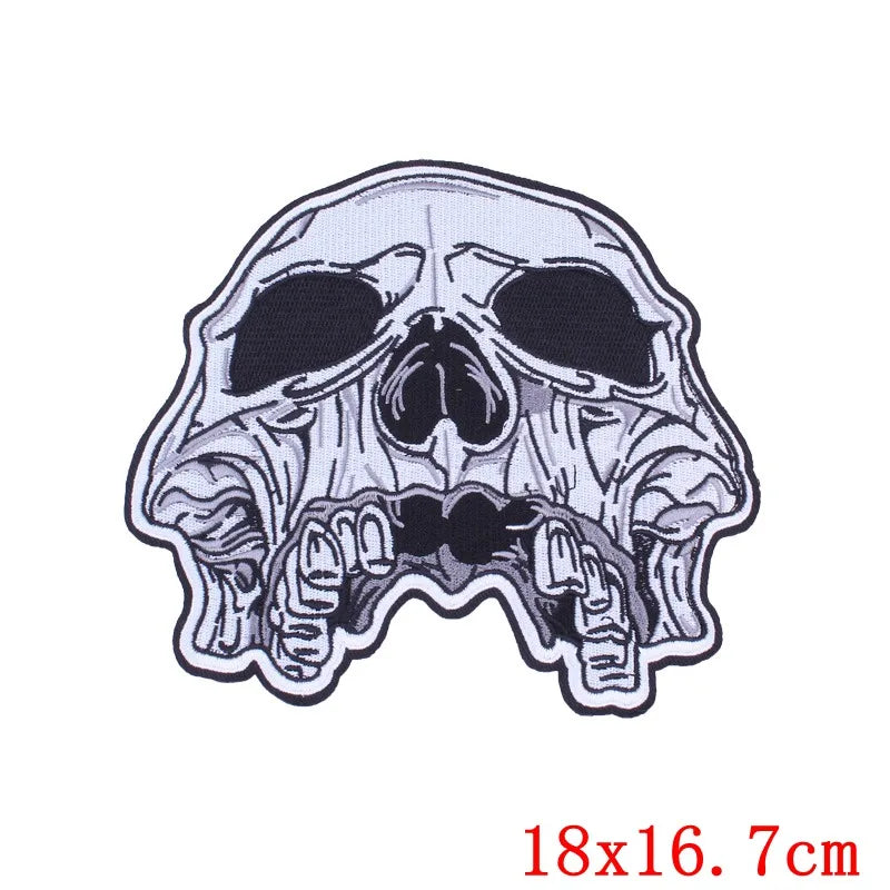 Pulaqi Punk Big Skull Motorcycle Iron On Embroidered — product photo 4 of 6
