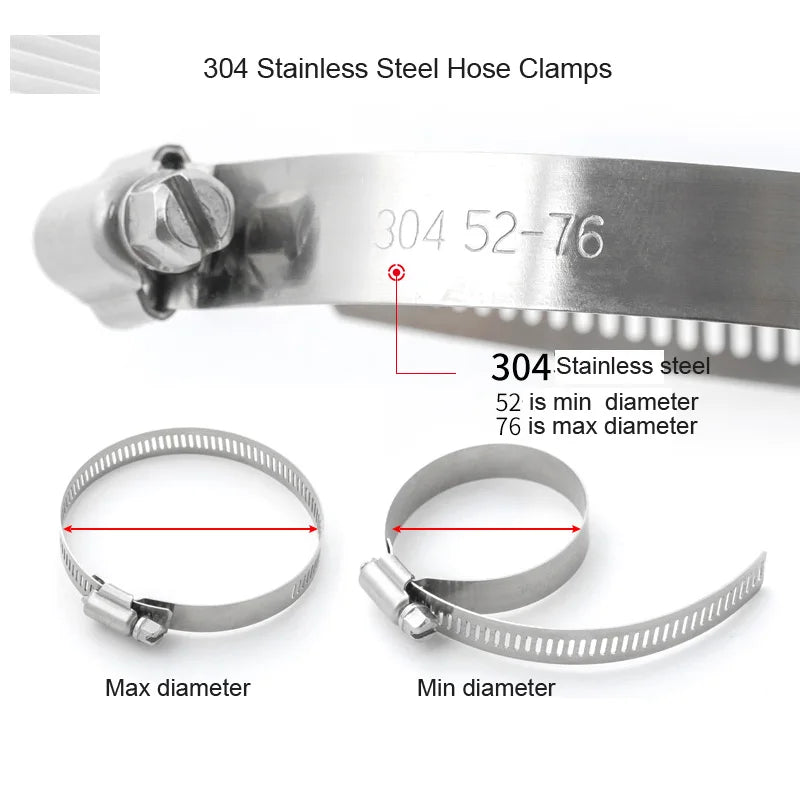 4pcs 304 Stainless Steel Hose Clamp Adjustable 6-12-27-63mm — product photo 6 of 6