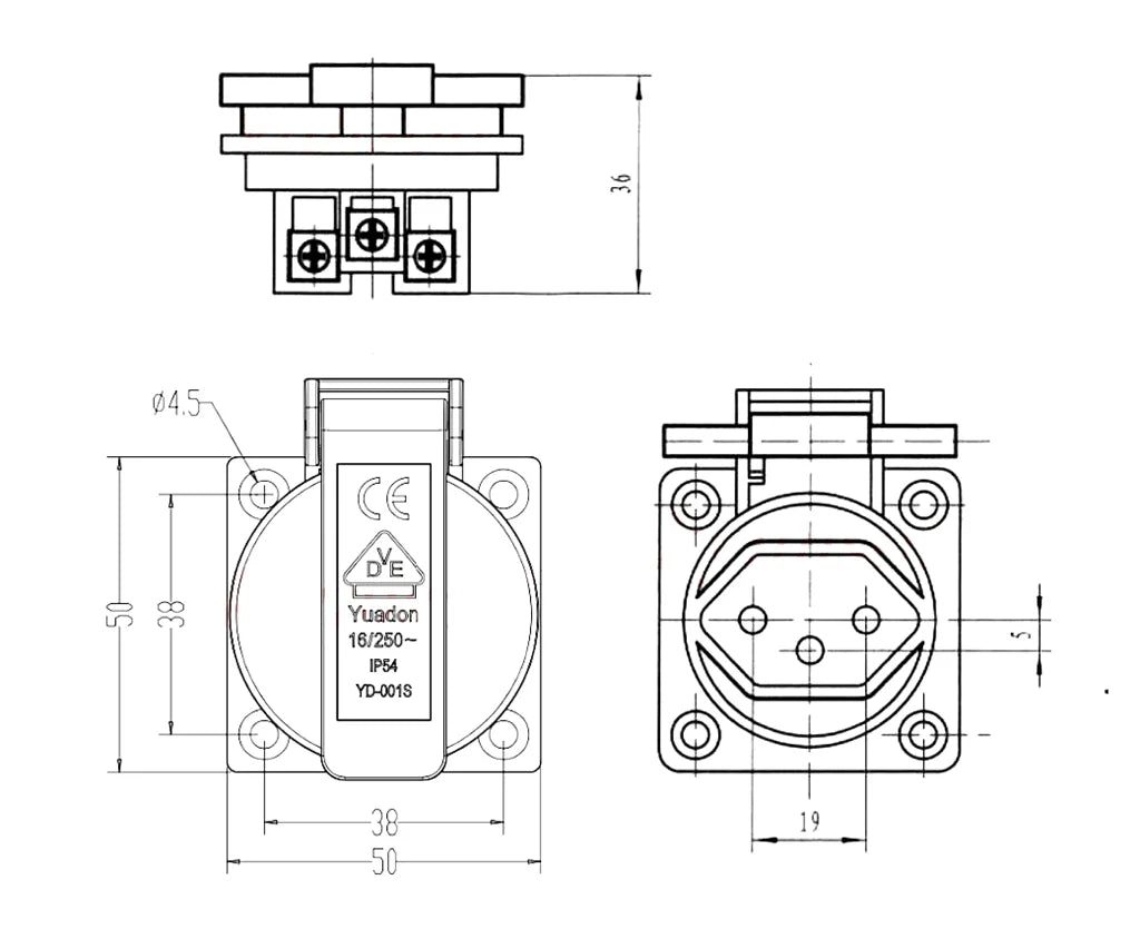 Switzerland Waterproof Industrial Socket IP44 Swiss AC Power — product photo 6 of 6