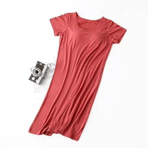 Fdfklak Nightgowns Women Short Sleeve Modal Cotton Sleepwear — product photo 2 of 6
