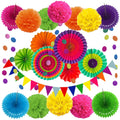 21 pcs Paper Fans Bunting Flags Pom Poms — main product photo
