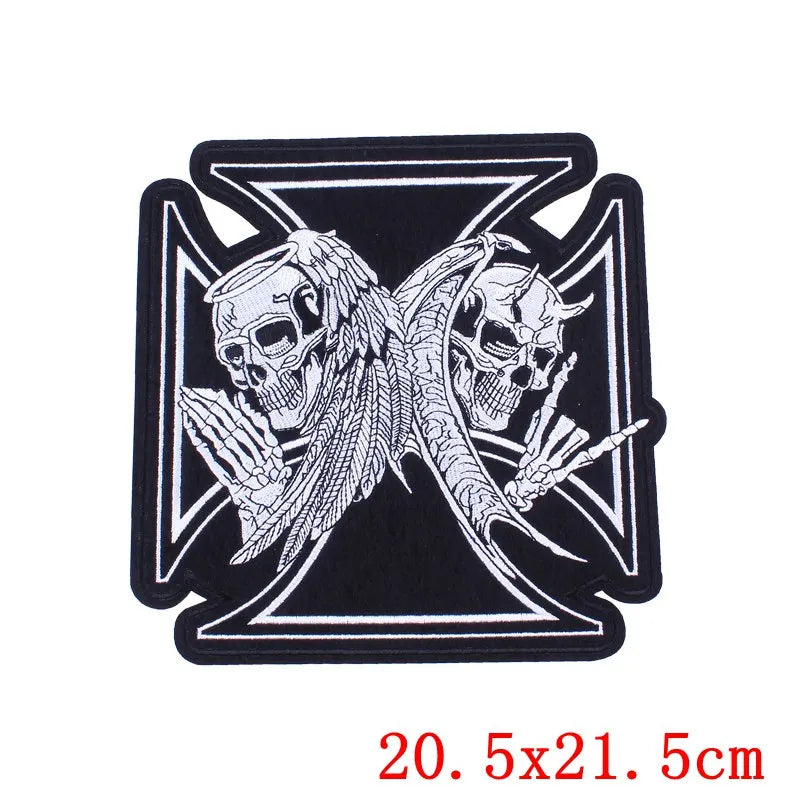 Pulaqi Punk Big Skull Motorcycle Iron On Embroidered — product photo 6 of 6
