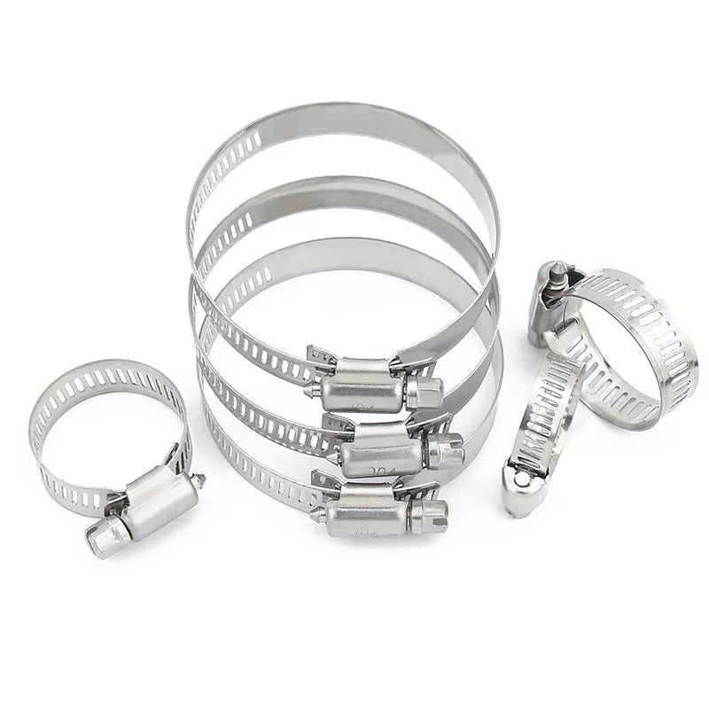 4pcs 304 Stainless Steel Hose Clamp Adjustable 6-12-27-63mm — main product photo