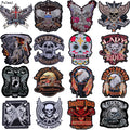 Pulaqi Punk Big Skull Motorcycle Iron On Embroidered — main product photo