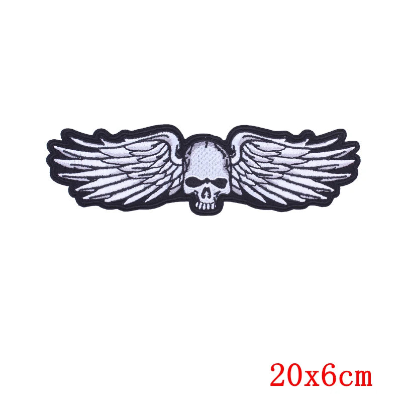 Pulaqi Punk Big Skull Motorcycle Iron On Embroidered — product photo 2 of 6