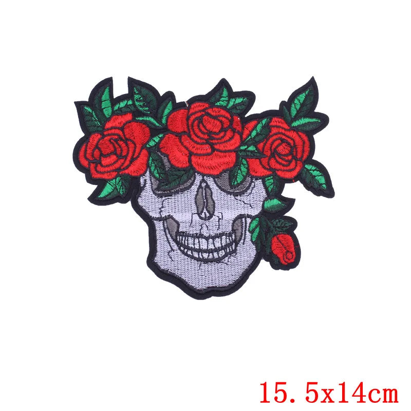 Pulaqi Punk Big Skull Motorcycle Iron On Embroidered — product photo 3 of 6