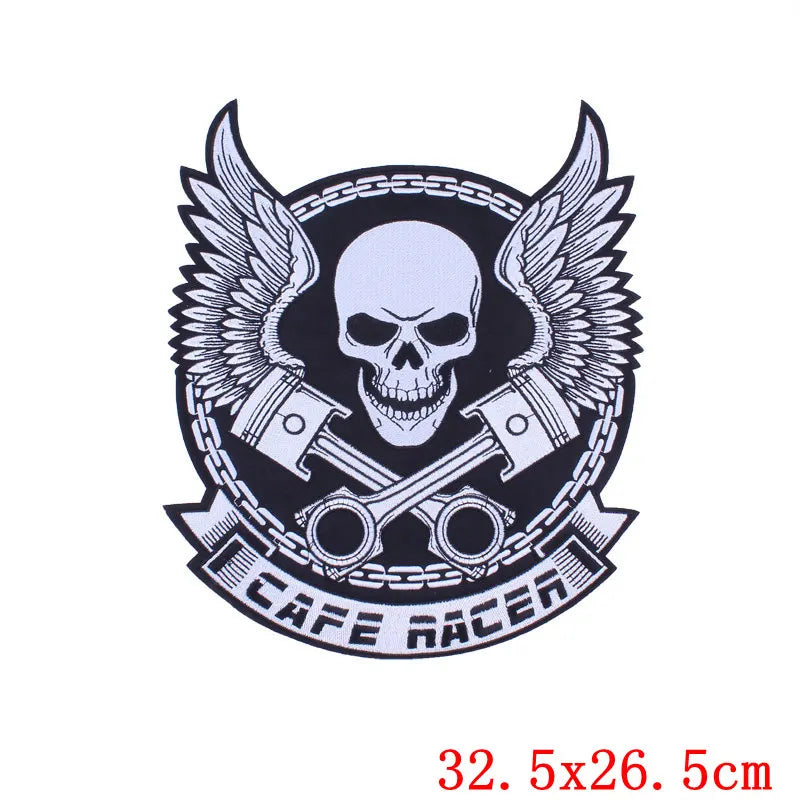 Pulaqi Punk Big Skull Motorcycle Iron On Embroidered — product photo 5 of 6