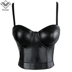 Wechery Women Leather Corset Top Crop Bustier Gothic — main product photo