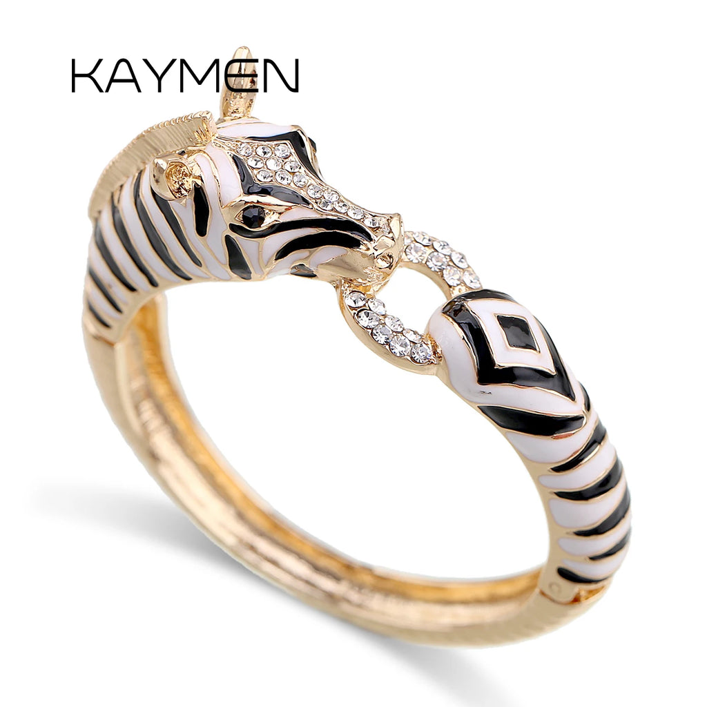 Arrivals Animal Zebra Bangle Cuff Bracelet Gold Plated — main product photo