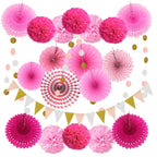 21 pcs Paper Fans Bunting Flags Pom Poms — product photo 3 of 6