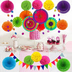 21 pcs Paper Fans Bunting Flags Pom Poms — product photo 2 of 6