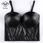 Wechery Women Leather Corset Top Crop Bustier Gothic — product photo 5 of 6