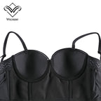 Wechery Women Leather Corset Top Crop Bustier Gothic — product photo 4 of 6