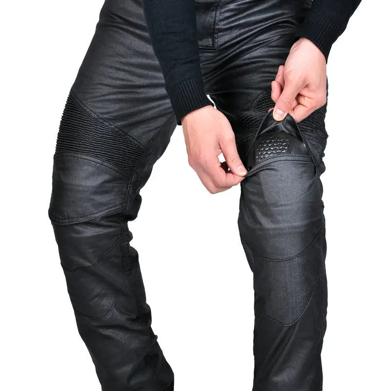 Men's Motorcycle Pants Anti-Fall Windproof Motorbike Elastic Leather — product photo 5 of 6