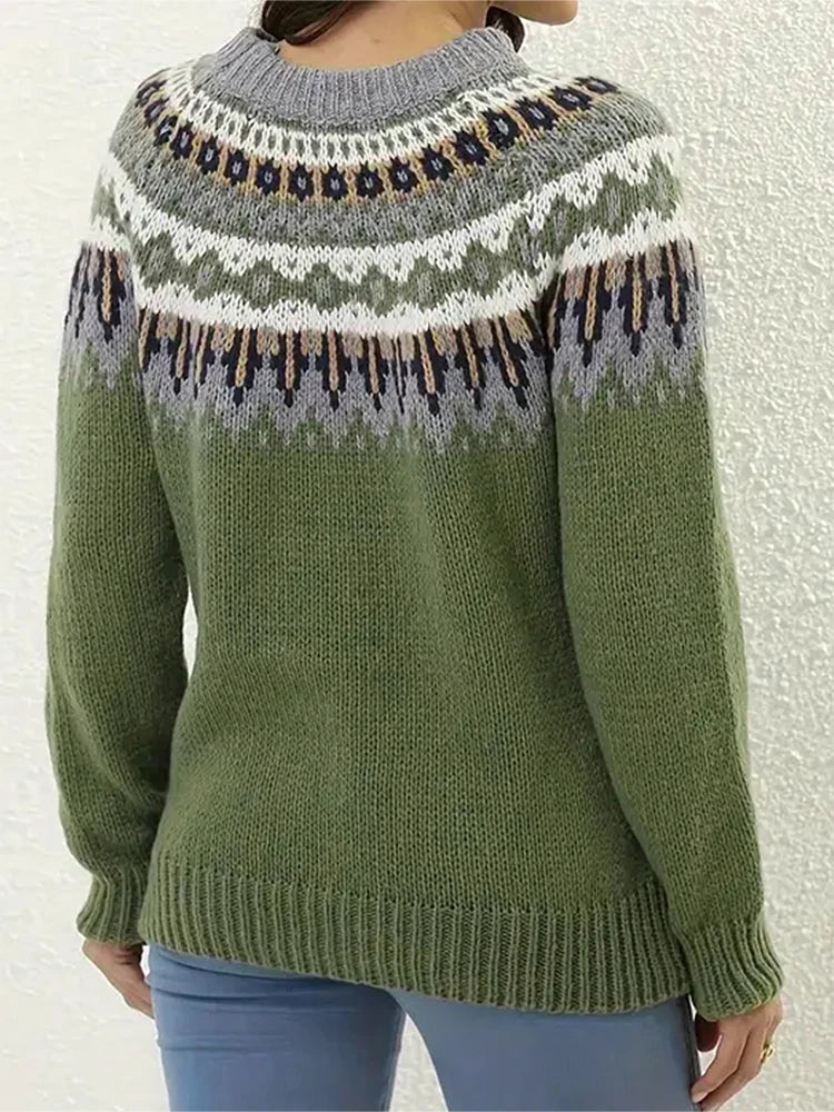 Plus Size Pattern Knitted Sweater