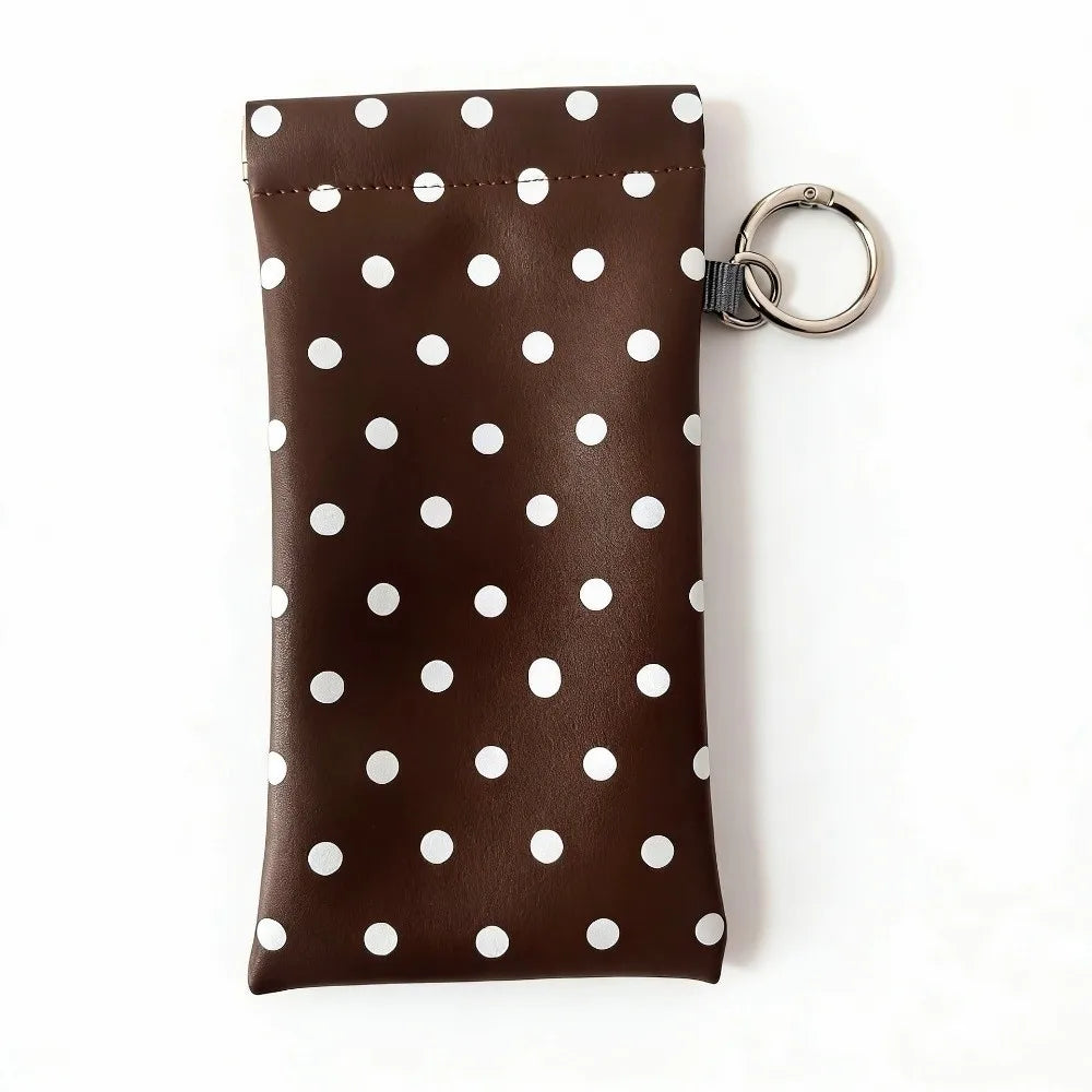 Polka Dot Eyeglass Bag Leather Automatic Closure Sunglasses — product photo 2 of 6