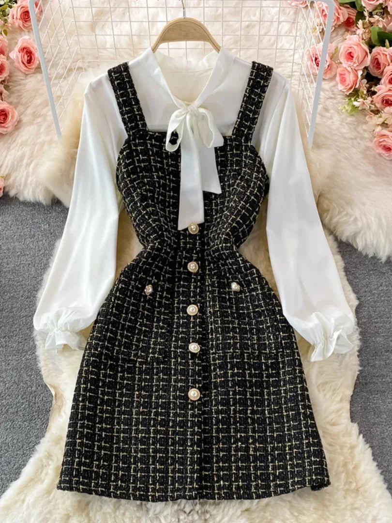 Women Two Piece Set 2025 Korean Fashion Bowtied — product photo 3 of 6