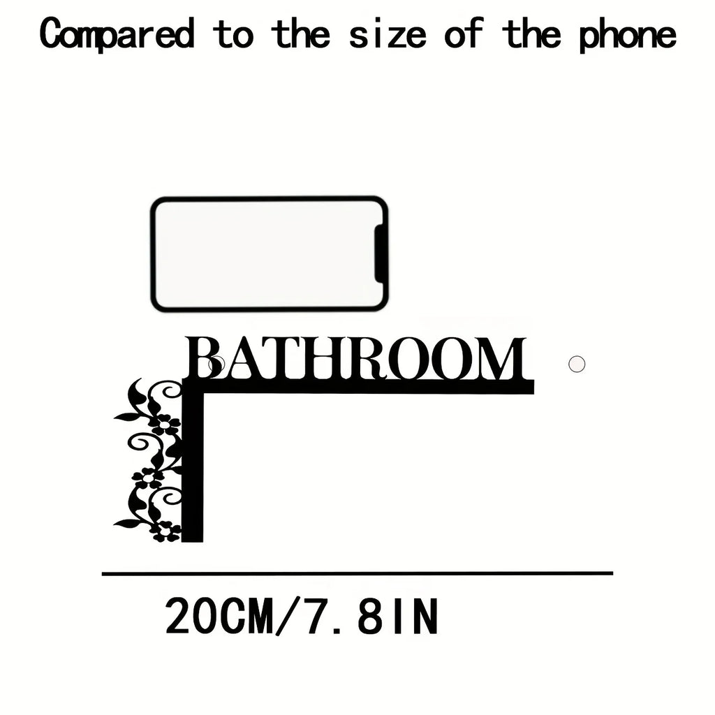 [1pc Metal Door Sign] 1pc Elegant Metal Bathroom — product photo 2 of 6