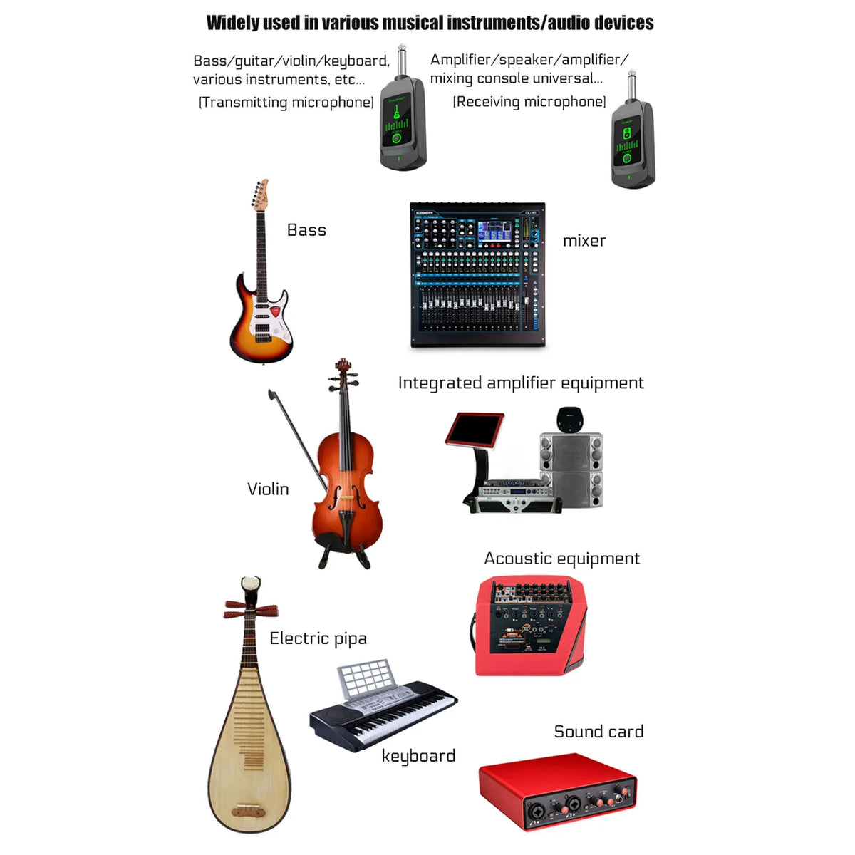 Wireless Transmitter Receiver System 50M Range Rechargeable Audio — product photo 5 of 5