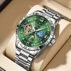 1pc Mechanical Tourbillon Watch Green Dial Steel Strap — main product photo