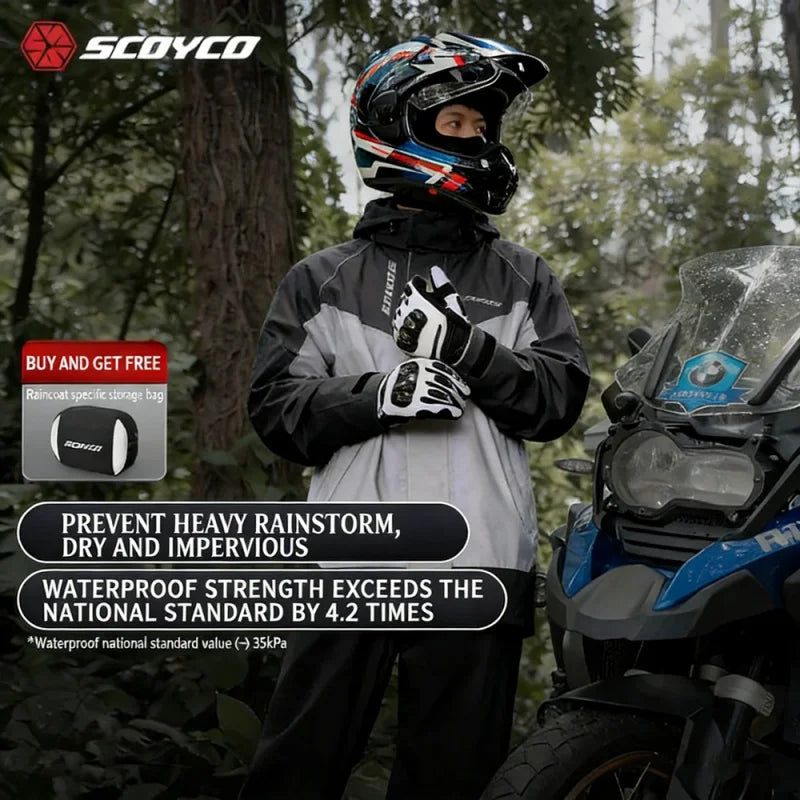 SCOYCO Motorcycle Raincoat Suit Men Rainstorm Prevention Split — product photo 2 of 6