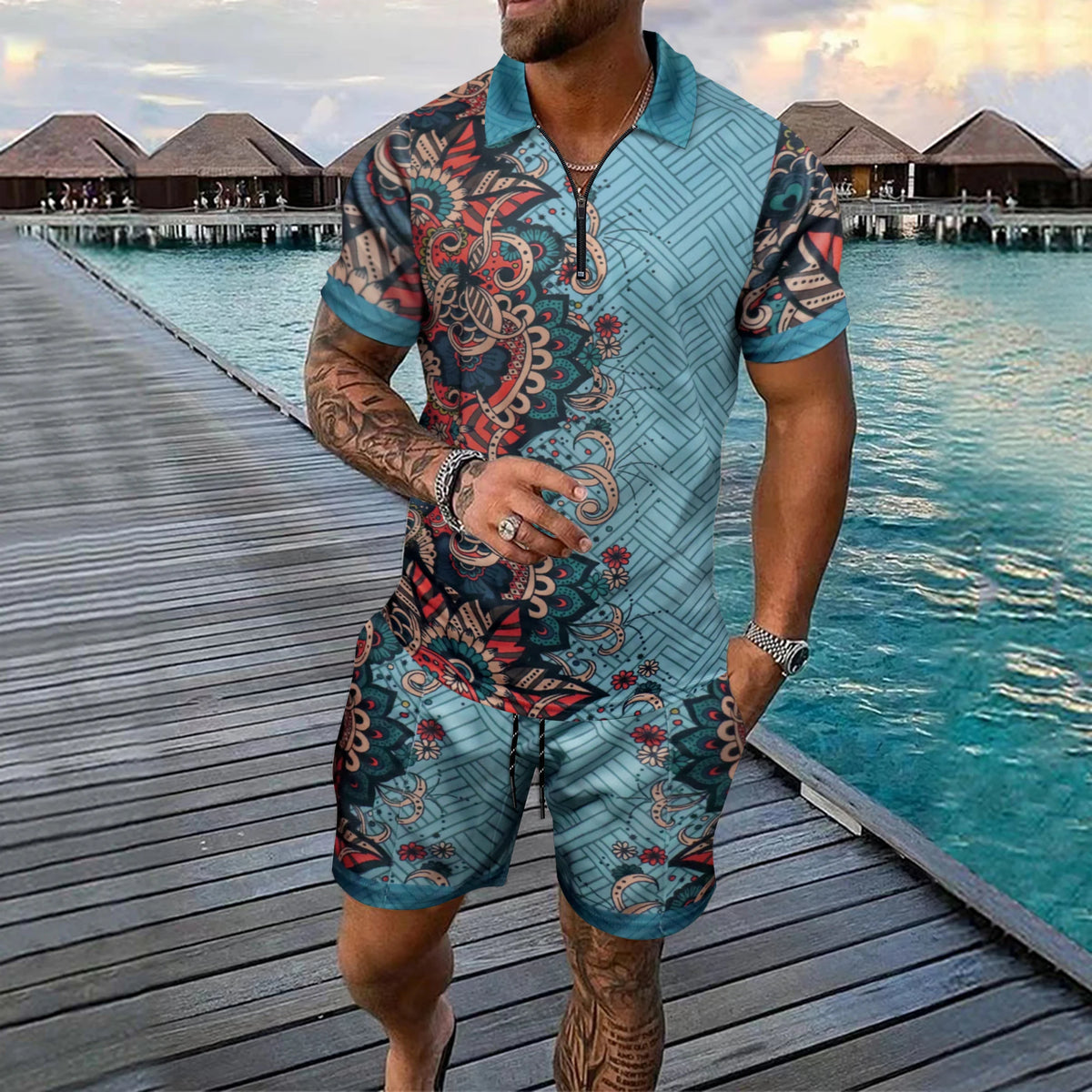 Summer Men's Loose Fashion Print Casual Mixed Short-sleeved — main product photo