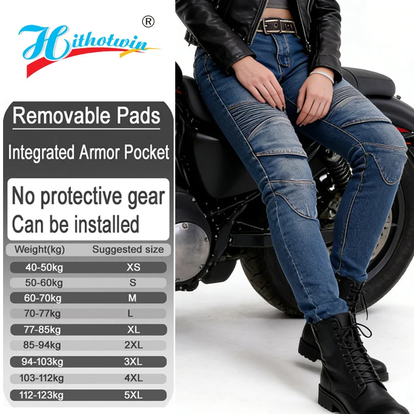 Motorcycle woman Blue Jeans offroad riding pants Black — main product photo