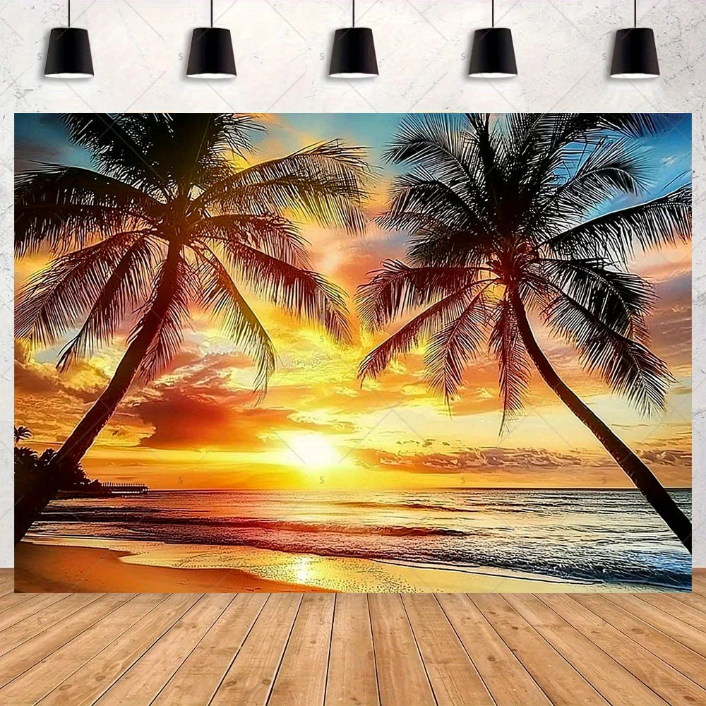 Summer Hawaii Beach Theme Backdrop Vibrant Waves and — product photo 5 of 6