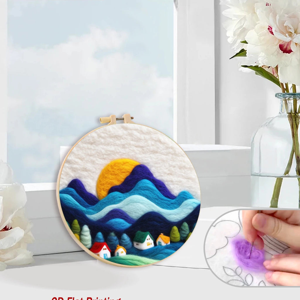 RUOPOTY Wool Felt Painting Handicraft Blue Hill Art — product photo 4 of 5