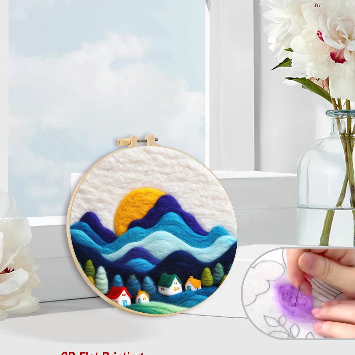 RUOPOTY Wool Felt Painting Handicraft Blue Hill Art — product photo 4 of 5