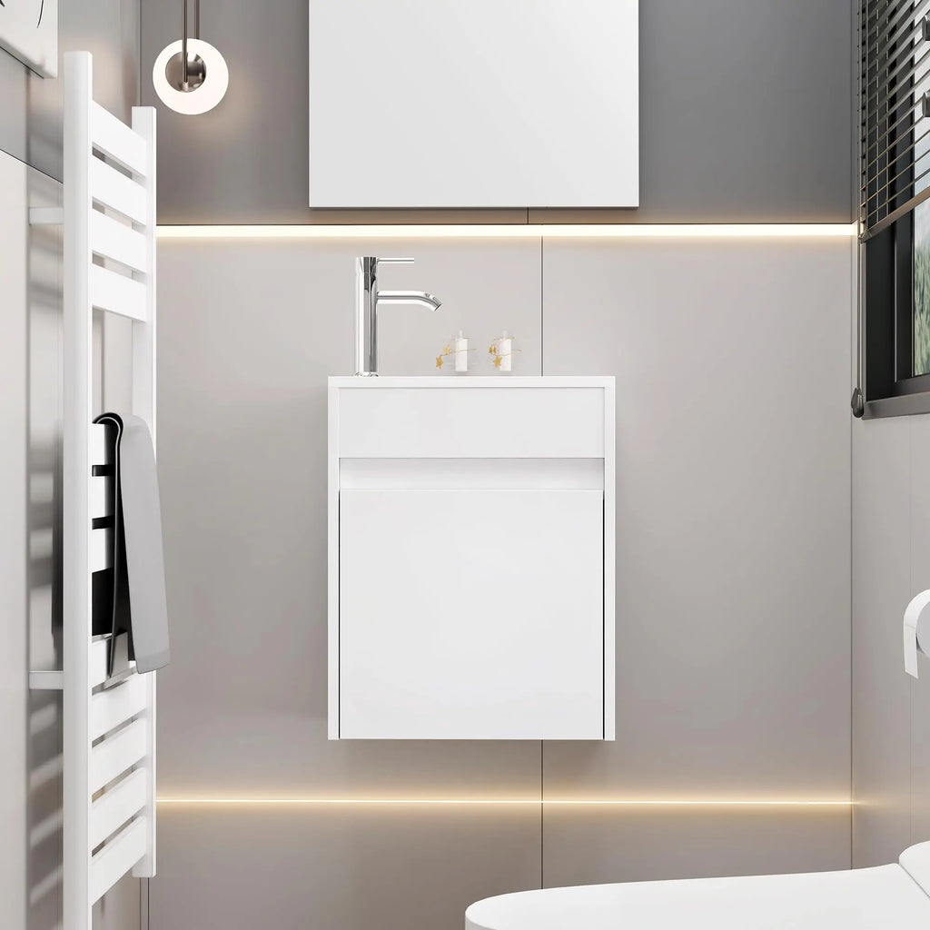 *16" Small Modern Painted Wall Mounted Floating Bathroom — product photo 2 of 6