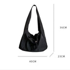 Women's Soft Black Nylon Shoulder Bag