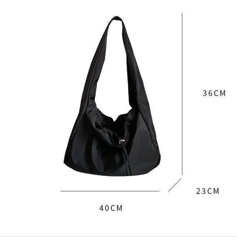 Women's Soft Black Nylon Shoulder Bag