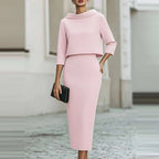 Formal Occasion Solid Two Piece Set Ladies O-neck — product photo 4 of 6