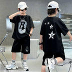 Summer Teenager Boys Clothing Set Cotton Letter Short — product photo 2 of 6