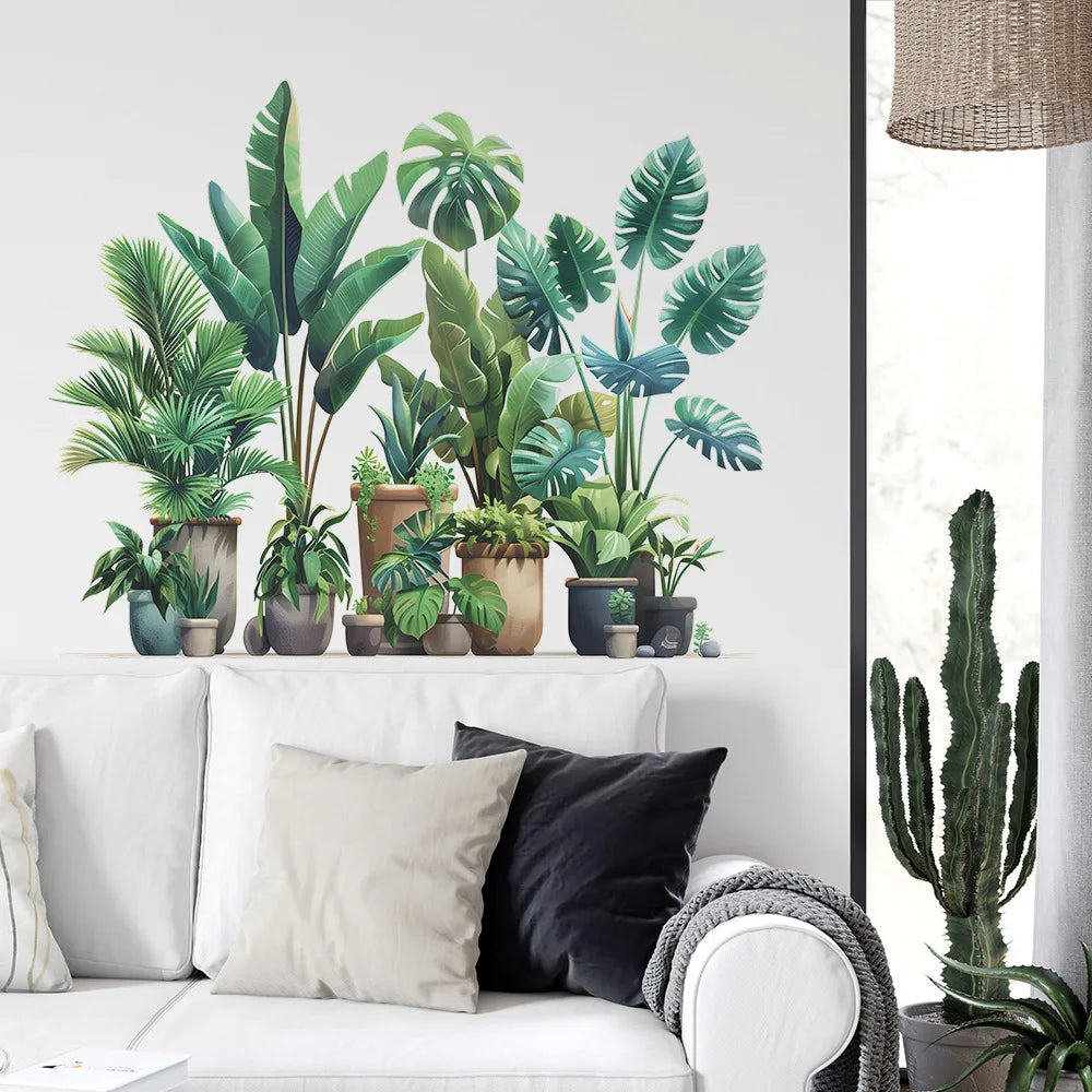 Tropical Potted Plant Wall Stickers for Living Room — product photo 6 of 6