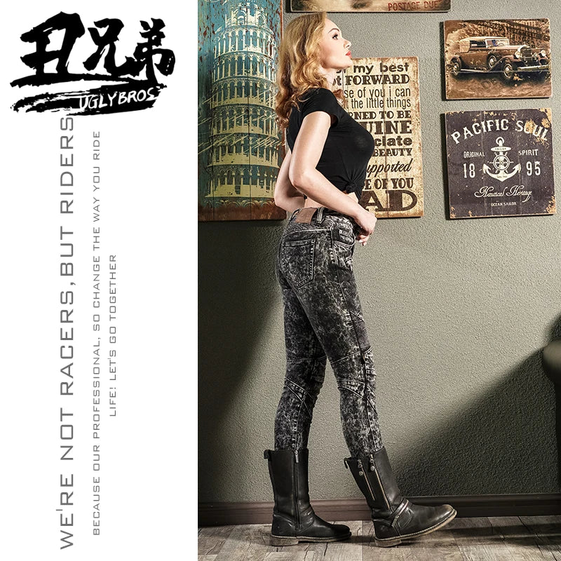 Uglybros Motorcycle Jeans Womens Pantshigh Elastic Motorbike Riding — product photo 2 of 4