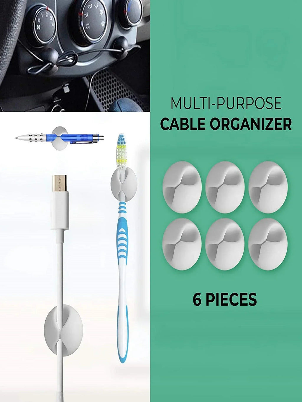 Cable Organizer 6Pcs Cable Clip Desk Tidy Organiser — product photo 5 of 5
