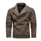 Fashion Leather Jacket Men Winter Fleece Warm Zipper — product photo 2 of 6