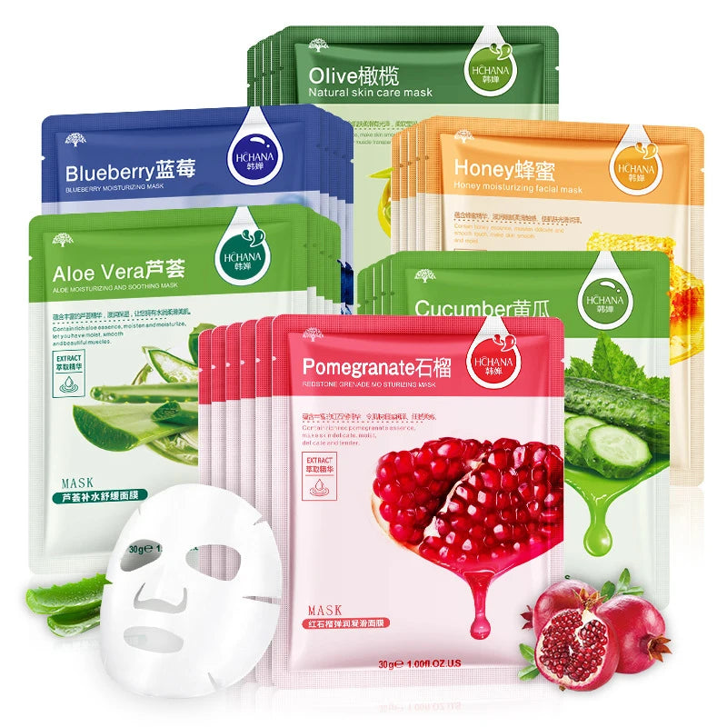 10pcs Natural Plant Facial Mask Moisturizing Oil Control