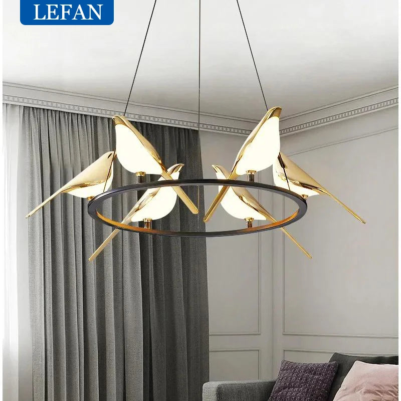 Modern Luxury Magpie Led Ceiling Chandelier Creative Bird — product photo 2 of 6