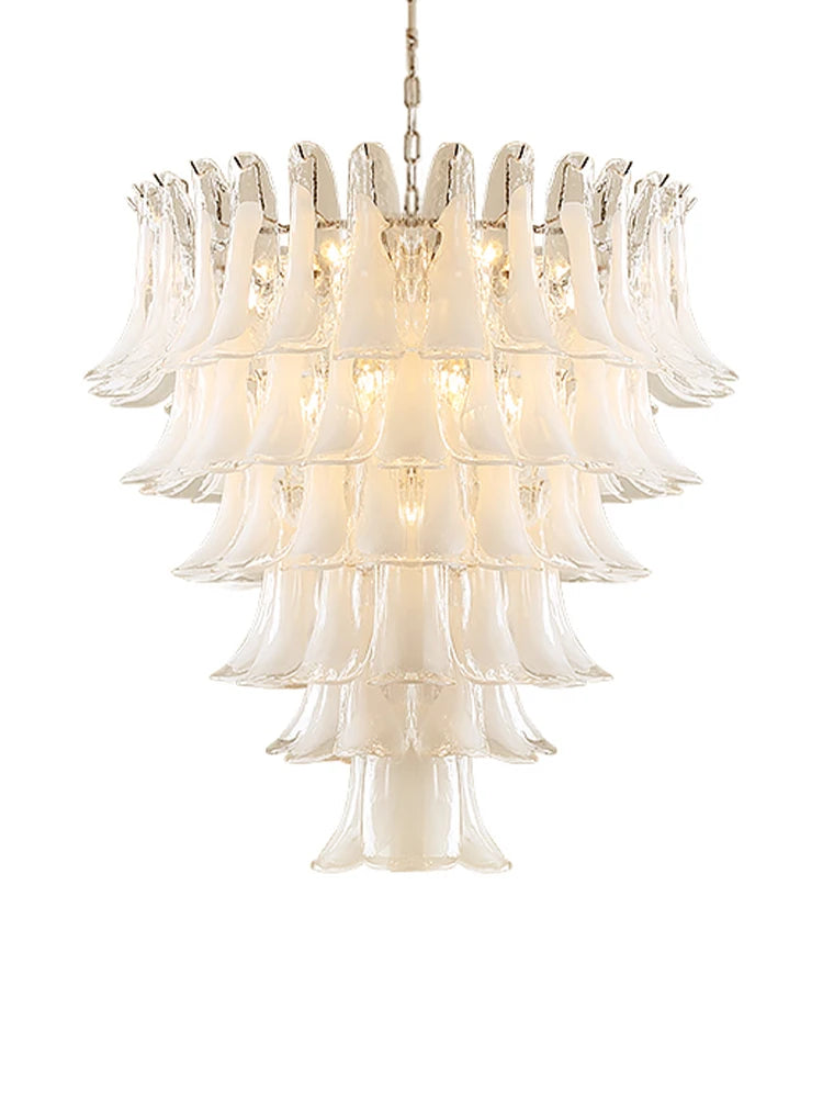 Pendant Glass White Flower Petal High Ceiling Chandeliers — main product photo