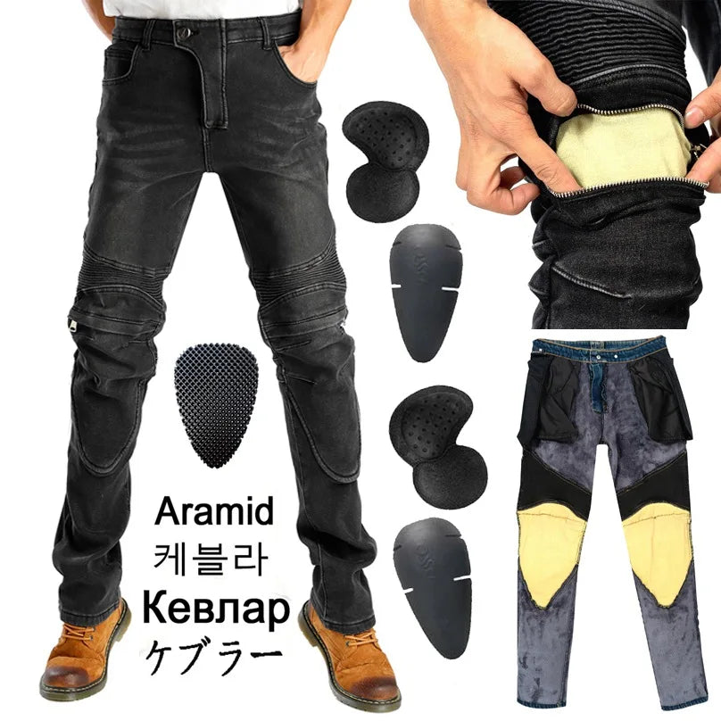 Men's Motorbike Jeans Windproof Plus Velvet Aramid Motorcycle — main product photo
